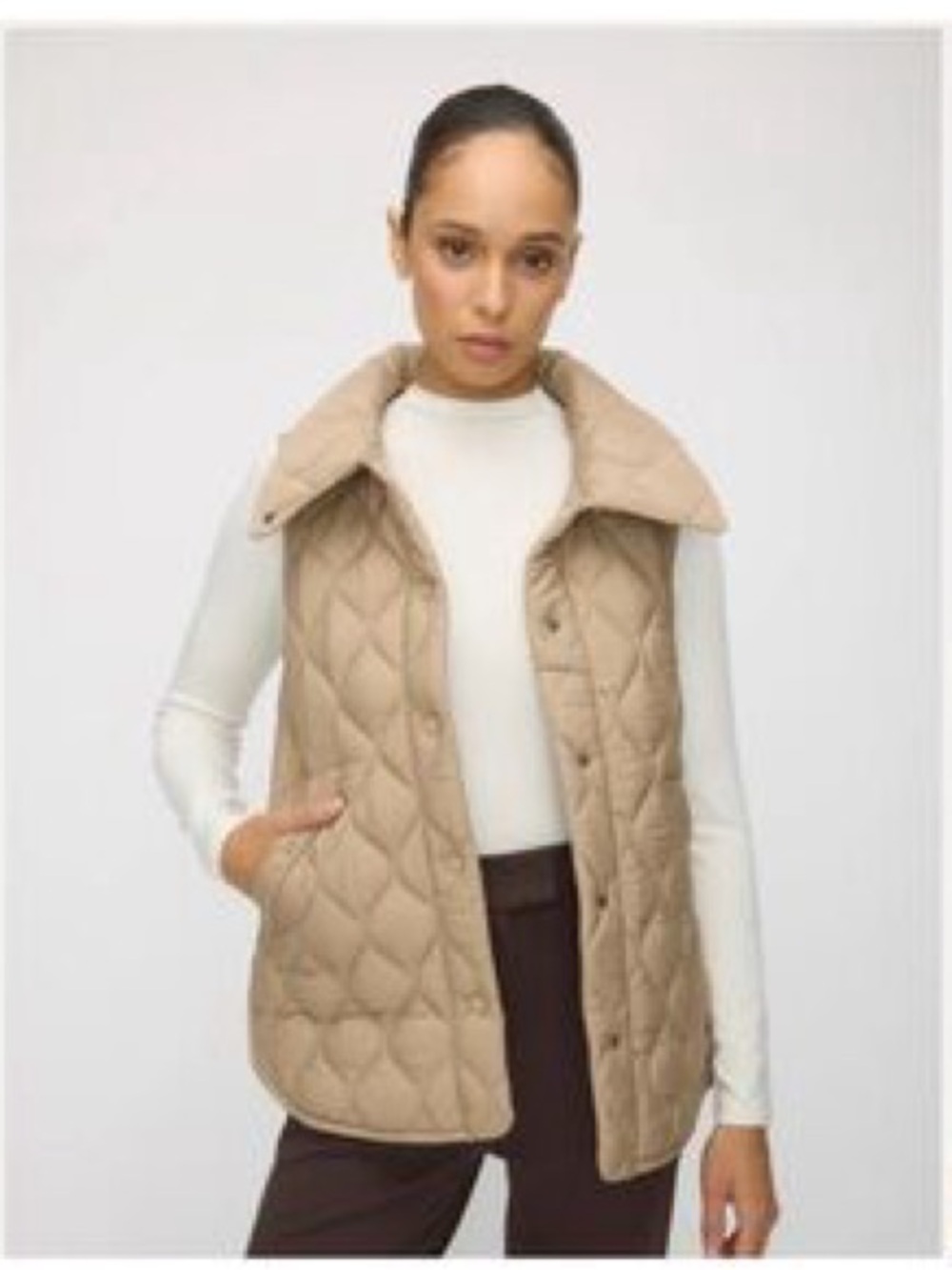 Kit and Ace Ace Quilted Vest - Tan Beige Neutral Puffer Gilet size medium